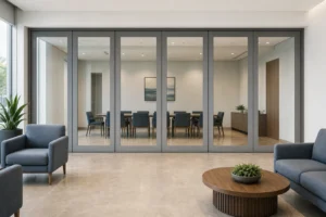 Planejando uma Parede de Vidro Móvel para uma Sala de Consulta Cívica