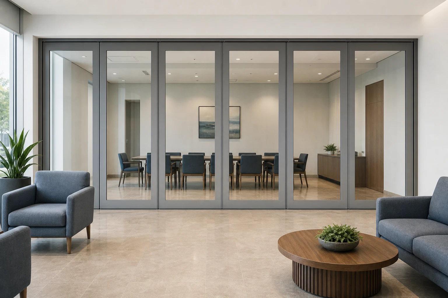 Movable Glass Walls for Civic Service Centre Event Breakout Rooms — commercial application detail explanatory EBUNGE movable glass wall concept