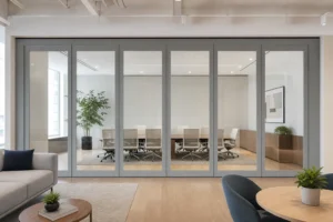 Planejamento de Parede de Vidro Móvel para Espaços de Coworking